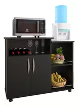 Aparador Bancada Estante Balcão Cozinha Base Microondas Cor Preto