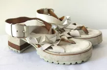 Sandalias Blancas Jazmin Chebar Cuero 36 Tachas