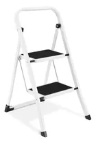 Escalera Plegable Multiuso 2 Peldaños Compacta Y Resistente Color Negro/blanco