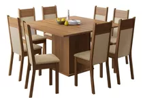 Mesa De Comedor Madesa Panama De Madera Con 8 Sillas, Color Rústico/crema/perla