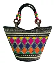 Bolso Mujer En Caña Flecha Hecho A Mano Multicolor Artesanal