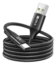 Cable Tipo C 2m Usb C A Usb A 3a Cable Carga Rapid 1hora Color Negro