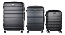 Set 3 Valijas Rígidas Cabina 4 Ruedas 360 Candado Carryon Color Negro