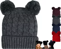 Gorro Infantil Colores Liso Niño Niña Pompón Invierno Frío