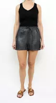 Short Básico De Gasa Foil - Negro - Koxis Mujer