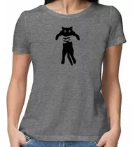 Remera Gatito Negro Estampada-algodon Premium