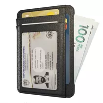 Billetera Tarjetero Portadocumentos Wallet Card Holder Bloqueo Rfid Cuero Pu Hombre Mujer Negro