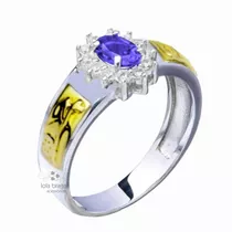 Anel De Formatura Feminino Prata 950 Símbolos Ouro 18k P149f