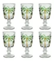 Jogo De Taças Em Vidro Lyor Tropical Palm 310ml 6 Peças Cor Verde