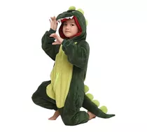 Kigurumi Dinosaurio Verde Pijama Mameluco Disfraz Niño Niña