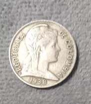 Moneda De 2 Centavos Del Año 1938, Excelente Estado 