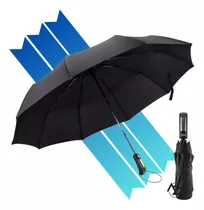 Guarda Chuva Reforçado Automático Grande Cabe Bolsa Mochila Cor Preto Desenho Do Tecido Liso