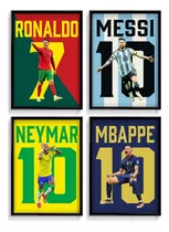 1 Cuadro Messi Ronaldo Neymar 51x36 Marco Madera Vidrio V10