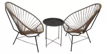 Set Acapulco 2 Sillas Pera + Mesa Plegable Metal Redonda