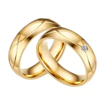 Aros Alianzas Matrimonio  Enchapado En Oro 18k Joyería Gold