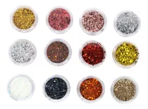 12 Glitter Encapsulado Flocado Pedrarias Caviar Strass Unhas Cor Hs-713