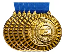 Kit 10 Medalhas Honra Ao Mérito Média 4,4cm Acompanha Fita Cor Bronze