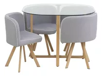 Juego De Comedor Homey Gales 4 Puestos De Vidrio 90x90x75 Cm