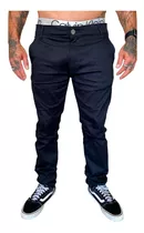 Calças Masculina Sarja Slim Fit C Elastano Várias Cores