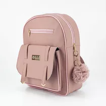 Mochilinha De Costas Pequena Bolsa Feminina Fivela Moda Cor Rosa