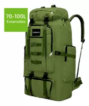 Mochila Tactica Camping 70-100 Lts Mochilero Ampliable Color Verde