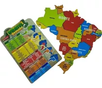 Quebra Cabeça Educativo Pedagógico Mapa Brasil Regiões Mdf