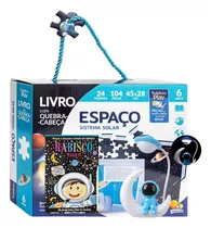 Luminária Azul+ Livro Coisas Do Espaço Mágico+ Puzzle 