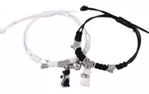 Pulsera Blanco Y Negro Novios Pareja Amistad Gatos 2 En 1