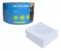 50 Mídia Virgem Dvd-r Multilaser Logo 50 Envelope Branco