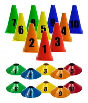 10 Cones Treinamento 18cm + 10 Chapéus Chinês C/ Números