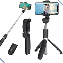 Bastão Pau Selfie Tripe Controle Bluetooth Retrátil Celular Cor Preto