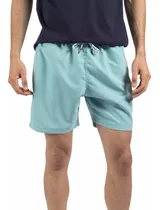 Short De Baño Hombre Oxford Polo Estampa Invisible Celeste