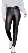Jeans Chupín Negro Engomado Clásico Cenitho Mujer Elastizado