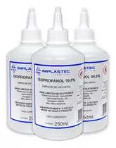  3 Álcool Isopropílico 99,8% Puro Isopropanol 250ml Implaste