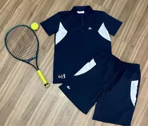 Conjunto Lacoste Sport Kit Verão Premium Dri Fit Azul