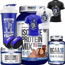 Kit Whey Isolada+ Bcaa+ Creatina+ Brindes: Camiseta+coq+luva