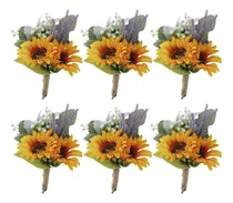 Semononia Ramo Girasol Artificial Juego 6 S Arreglo Flor