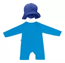 Roupa De Banho Infantil Uv50 Macaquinho Chapéu Proteção Bebê