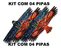 Kit 4 Pipa Aguia Poliester 3d Importada 140 Mts Linha Nylon