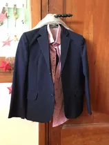 Traje Completo Azul Niño, Con Camisa Color Rosa Palido 