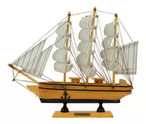 Miniatura Barco Navio Veleiro Madeira 25x5x28cm