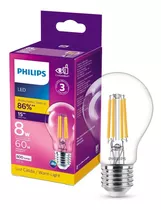 Foco Philips Led A19 E27 827 Cl Nd Classic Blanco Cálido 8w 120v