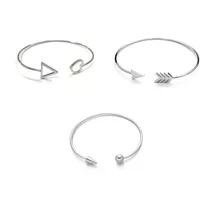 Set X3 Pulsera Esclava Brazalete Acero Quirúrgico 