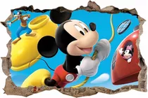 Vinilos 3d Pared Rota La Casa De Mickey Mouse - 1m X 60cm