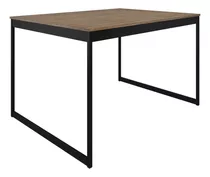 Mesa De Jantar Industrial Ferro E Madeira Vintage Estilo Nórdico Cor: Laminado Com Preto E-led