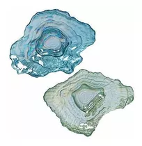 Platos Con Forma De Concha De Ostras De Vidrio Azul Y Verde