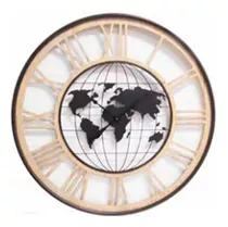 Reloj Pared Grande 1m Mapa Mundo Numeros Romanos Deco Hogar