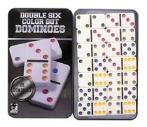 Jogo De Domino 28 Peças  Lata Decorativa 3d Auto Relevo