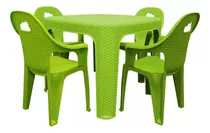  Mesa Infantil Con 4 Sillas Para Niños Gravado Rattan