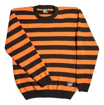 Buzo Sweater Rayado Naranja Negro Unisex